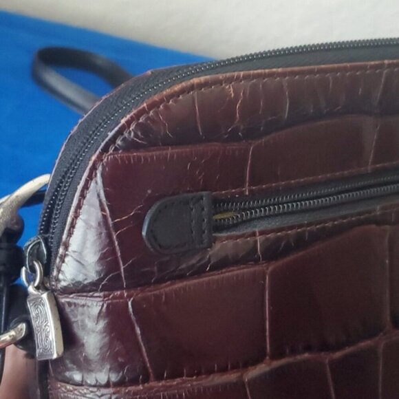 VTG Brighton Burgundy leather crocodile embossed shoulder bag - Picture 10 of 11